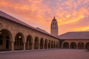 Stanford University Courtyard at Dusk